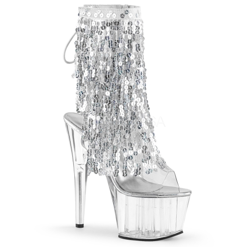 Spicy Silver Holo Sequins Fringe Ankle Boot