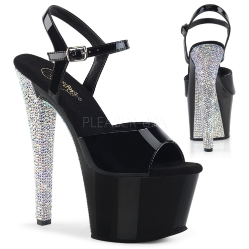 Silver Rhinestone Crystal 7 inch Heel Entertainer Shoe